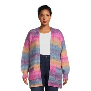 Women's Plus Size Drop Shoulder Open Cardigan with Balloon Sleeves NWT